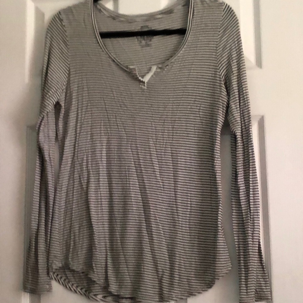 Black and white striped cotton t shirt